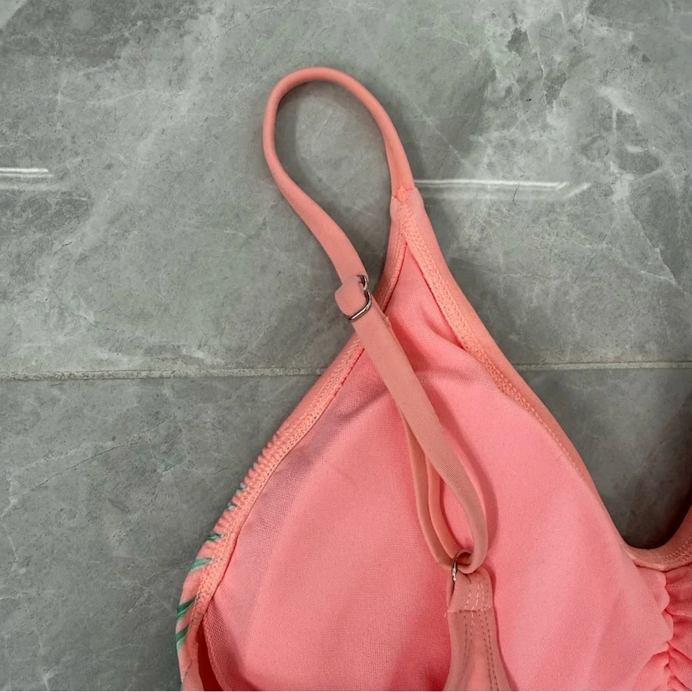 Women’s Xhilaration Palm Print One Piece Swimsuit Scoop Back Adjustable Straps M - Picture 8 of 16